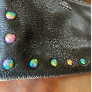 Coach Black Leather Bag with Multicolor Iridescent Studs
